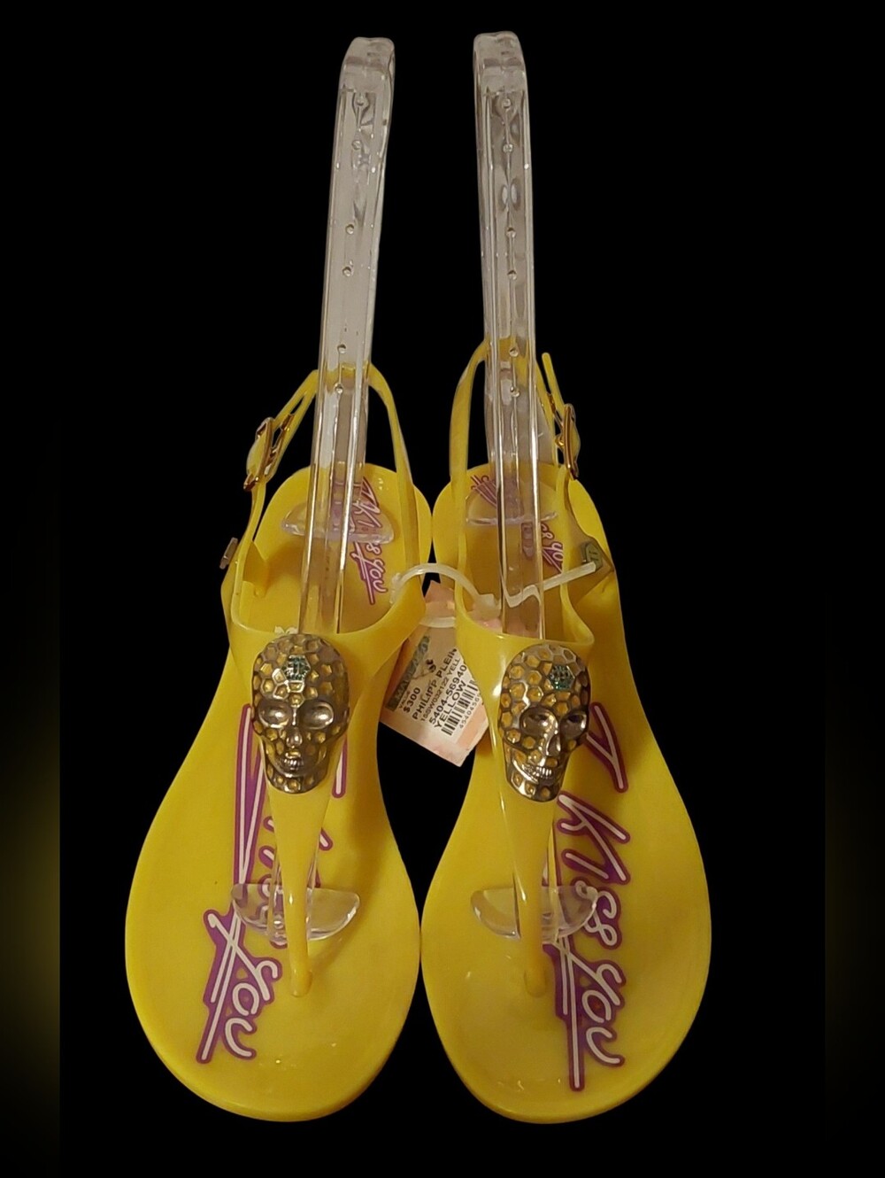Philipp Plein Skull I Kiss You JellyRubber Sandal Size 7M ( NEW)T-strap...